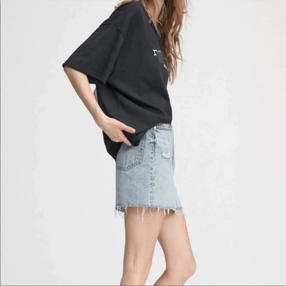 Rag & Bone front zip denim mini skirt in Mandy - Picture 4 of 14